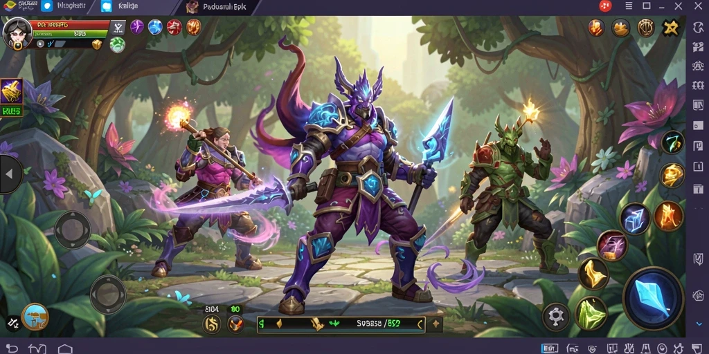 Screenshot gameplay <strong>8055</strong> menampilkan pertarungan seru di dunia fantasi.