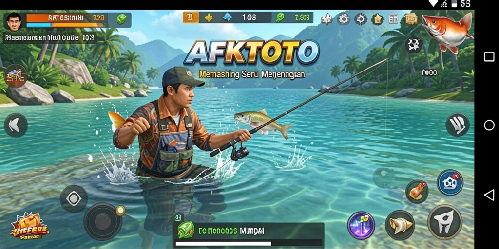 Tampilan gameplay AFKTOTO yang menarik saat menangkap ikan.