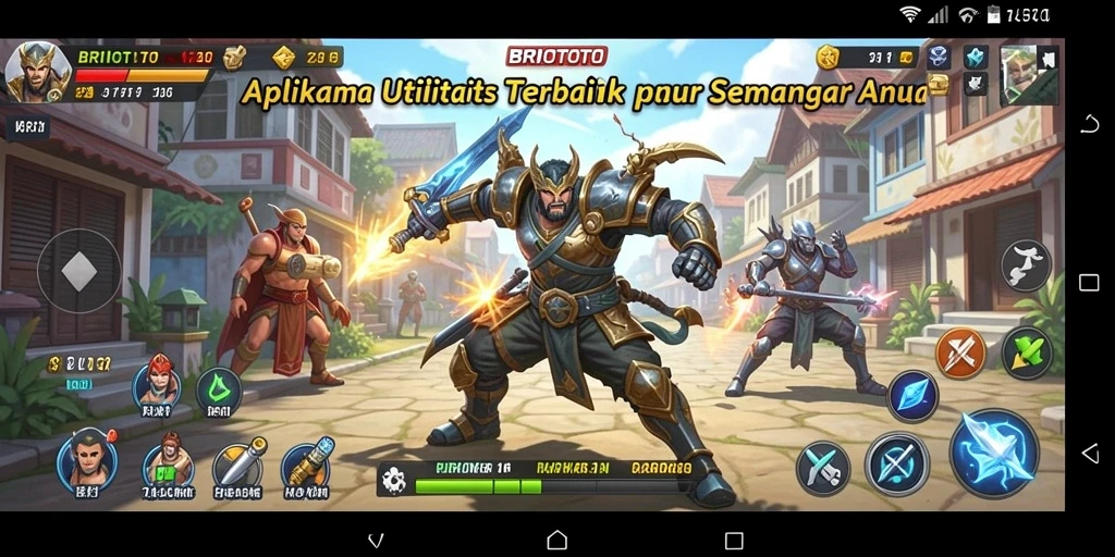 Tampilan layar utama BRIOTOTO dengan fitur utilitas yang menarik.
