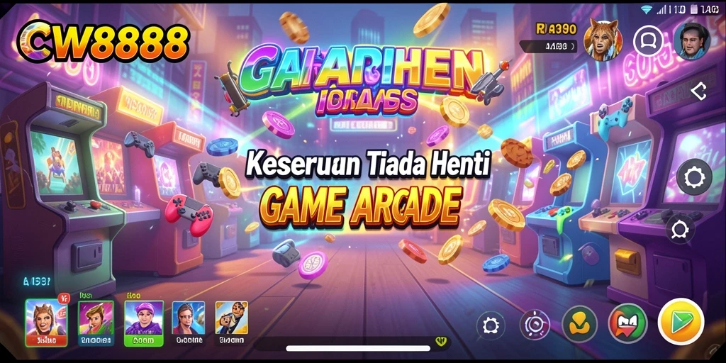 Screenshot gameplay menunjukkan aksi seru dan warna-warni dari CW8888.