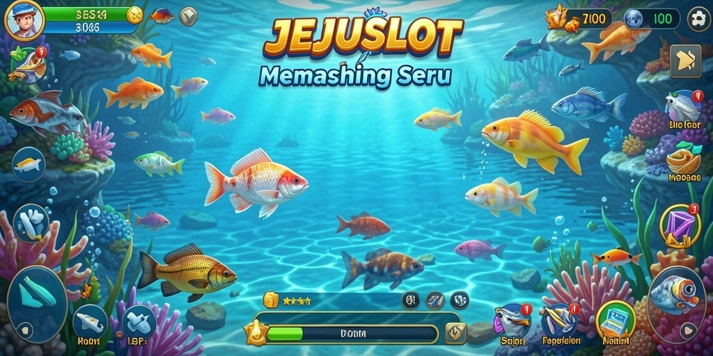 Tampilan gameplay seru JEJUSLOT saat menangkap ikan.