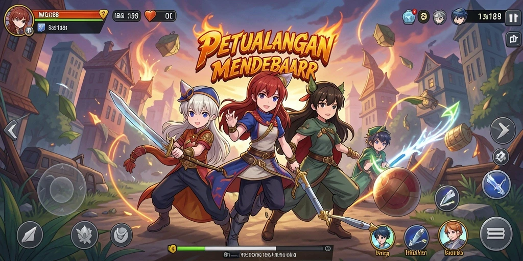 Tampilan gameplay MDG188 yang penuh warna dan dinamis.