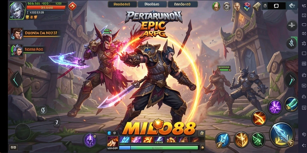 Tampilan gameplay seru di dunia penuh aksi dan karakter yang beragam.