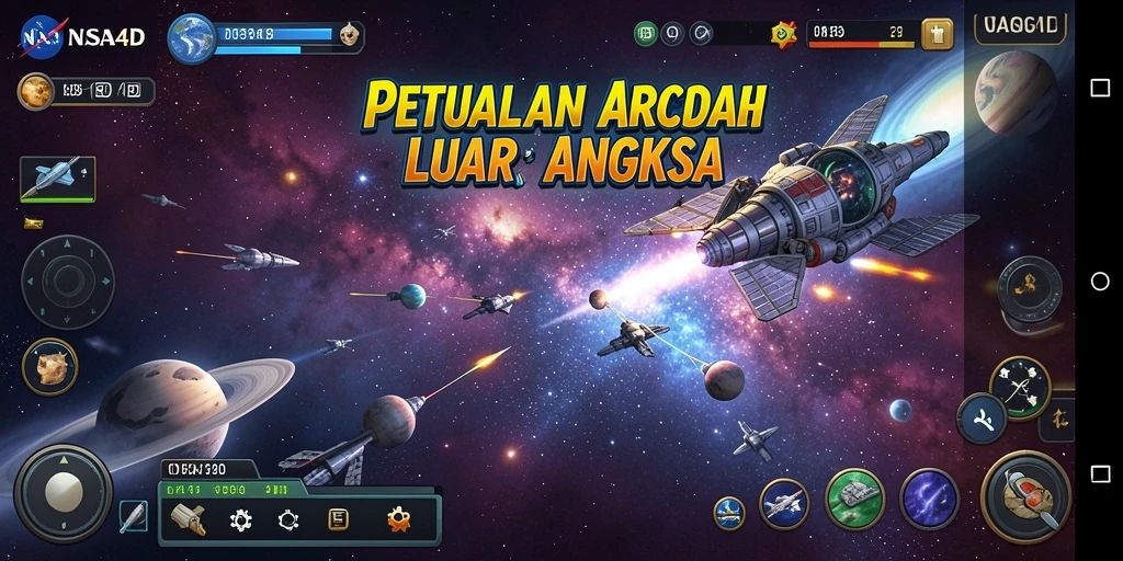 Tangkapan layar dari gameplay seru NASA4D yang menampilkan aksi luar angkasa.