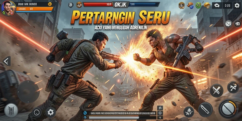 Screenshot menampilkan aksi mendebarkan dalam game OKJK.
