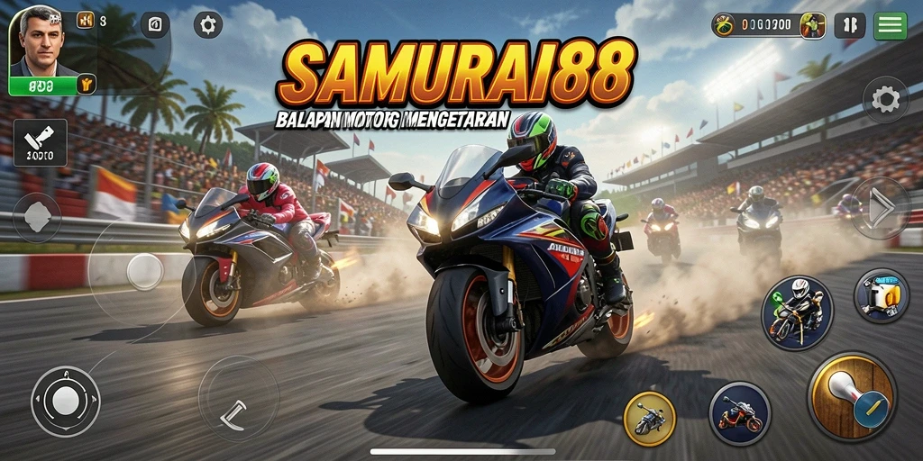 Gameplay menegangkan dari balapan motor di SAMURAI88.