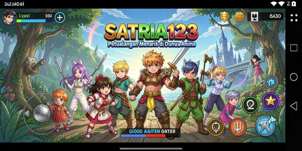 Screenshot menunjukkan pertarungan seru dengan karakter Anime favorit.