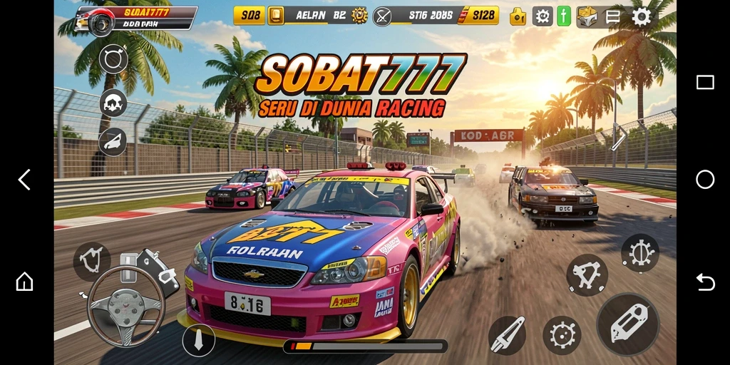 Tampilan menarik gameplay Racing dengan mobil balap dan trek menantang.